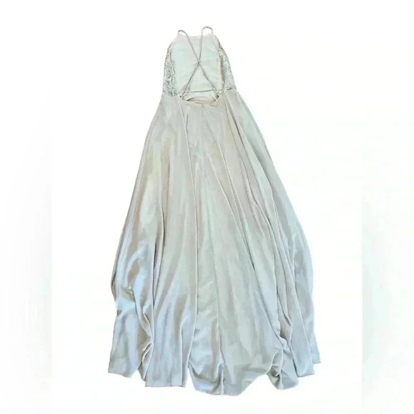 Lulu’s blush/champagne backless maxi dress with sequins on bodice. Size Medium - Picture 10 of 11